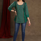 Trendy Green Cotton Ikkat Combination Top with Maroon Detailing