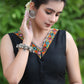 Exclusive Black Sleeveless Cotton Silk Blouse Highlighted with Mirror Lace on Neckline