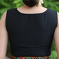 Exclusive Black Sleeveless Cotton Silk Blouse Highlighted with Mirror Lace on Neckline