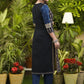 Elegant Cotton Indigo & Ajrakh Mix Cotton Hand Mirror Work Kurta - Pant Optional
