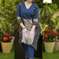 Elegant Cotton Indigo & Ajrakh Mix Cotton Hand Mirror Work Kurta - Pant Optional