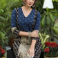 Elegant Cotton Indigo & Ajrakh Mix Cotton Hand Mirror Work Kurta - Pant Optional