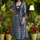 A-Line Cotton Ikat Kurti with Beautiful Combination Yoke - Pant Optional