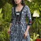 A-Line Cotton Ikat Kurti with Beautiful Combination Yoke - Pant Optional