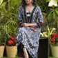 A-Line Cotton Ikat Kurti with Beautiful Combination Yoke - Pant Optional