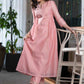 Light pink chanderi Pant & flared kurta with gold detaling - Dupatta Optional