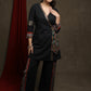 Black Overlap tunic with gold sequence work & ikat detailing - Pant optional