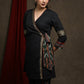 Black Overlap tunic with gold sequence work & ikat detailing - Pant optional
