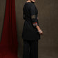 Black Overlap tunic with gold sequence work & ikat detailing - Pant optional