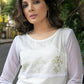 Classy White Cotton Kurta with Front Embroidery and Lace Detailing - Pant Optional