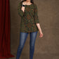 Casual Green Ajrakh Hand Block Printed Cotton Top