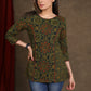 Casual Green Ajrakh Hand Block Printed Cotton Top