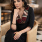 Elegant Black Cotton Silk Pant & Kurta With Red & Gold Embroidery On Neckline & Sleeves  -Dupatta Optional