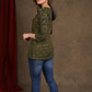 Casual Green Ajrakh Hand Block Printed Cotton Top