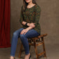 Casual Green Ajrakh Hand Block Printed Cotton Top
