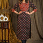Elegant Cotton Straight Cut Ajrakh Combination Kurta with Beautiful Stonework On Yoke - Pant Optional