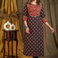 Elegant Cotton Straight Cut Ajrakh Combination Kurta with Beautiful Stonework On Yoke - Pant Optional