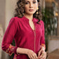 Beautiful Magenta Cotton Silk Pant &Kurta With Embroidery On Sides & Sleeves  - Dupatta Optional