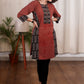 Exclusive Ajrakh paisley printed combination tunic
