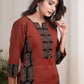 Exclusive Ajrakh paisley printed combination tunic