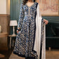 Hand Embroidered Rayon Printed Flared Kurta With Dupatta -  Navy Blue Pant Optional