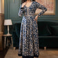 Hand Embroidered Rayon Printed Flared Kurta With Dupatta -  Navy Blue Pant Optional