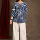 Smart Cotton Indigo Printed Top with White Lace