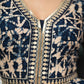 Hand Embroidered Rayon Printed Flared Kurta With Dupatta -  Navy Blue Pant Optional