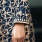 Hand Embroidered Rayon Printed Flared Kurta With Dupatta -  Navy Blue Pant Optional