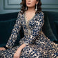 Hand Embroidered Rayon Printed Flared Kurta With Dupatta -  Navy Blue Pant Optional