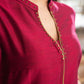 Beautiful Magenta Cotton Silk Pant &Kurta With Embroidery On Sides & Sleeves  - Dupatta Optional