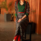 A-line Cotton Ikat Kurti with contrasting Khun yoke