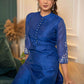 Beautiful Royal Blue Chanderi Kurta With Silver Embroidery On Sleeves - Pant Optional