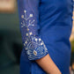 Beautiful Royal Blue Chanderi Kurta With Silver Embroidery On Sleeves - Pant Optional