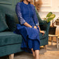 Beautiful Royal Blue Chanderi Kurta With Silver Embroidery On Sleeves - Pant Optional
