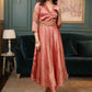 Beautifully Hand Embroidered Onion Pink Blended Silk Flared Kurta - Pant Optional