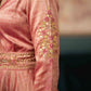 Beautifully Hand Embroidered Onion Pink Blended Silk Flared Kurta - Pant Optional