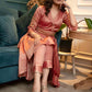 Beautifully Hand Embroidered Onion Pink Blended Silk Flared Kurta - Pant Optional