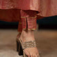 Beautifully Hand Embroidered Onion Pink Blended Silk Flared Kurta - Pant Optional