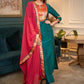 Beautiful Teal Cotton Silk Kurta With Brocade Yoke And Pant  - Dupatta Optional