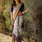 Exclusive hand batik pure chanderi saree with abstract designs
