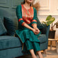 Beautiful Teal Cotton Silk Kurta With Brocade Yoke And Pant  - Dupatta Optional