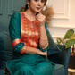 Beautiful Teal Cotton Silk Kurta With Brocade Yoke And Pant  - Dupatta Optional