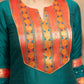Beautiful Teal Cotton Silk Kurta With Brocade Yoke And Pant  - Dupatta Optional