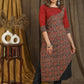 Straight Cut Cotton and Ajrakh Combination Kurta with Beautiful Sequence Work - Pant Optional