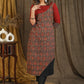 Straight Cut Cotton and Ajrakh Combination Kurta with Beautiful Sequence Work - Pant Optional