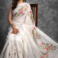 Exclusive embroidered White chanderi saree