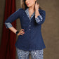 Navy Blue Cotton Indigo Combination Top With Indigo Pant Optional