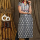 Elegant Grey Cotton Ikat Combination Straight Cut Kurta - Pant Optional