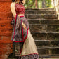 Exclusive block printed Ajrakh & beige handloom cotton combination saree